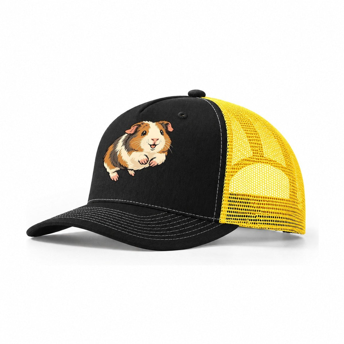 Guinea Pig Happy Hop Small Pet Logos Trucker Hat – Black Yellow