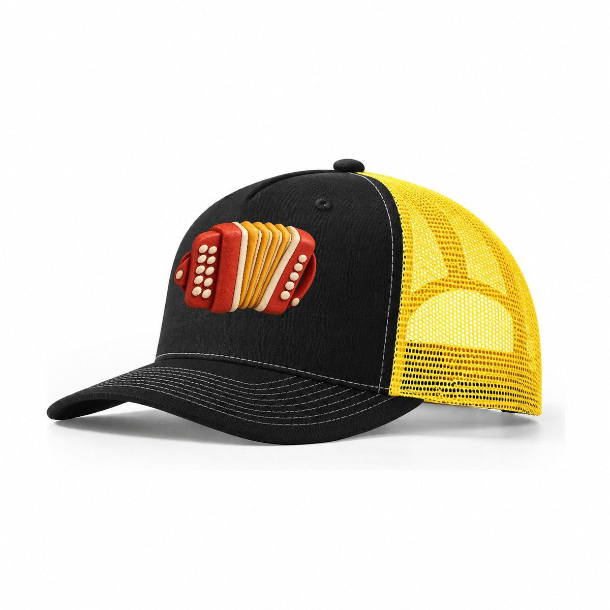 Accordion Bellows Trucker Hat – Black Yellow