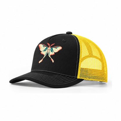 Luna Moth Turn Trucker Hat – Black Yellow