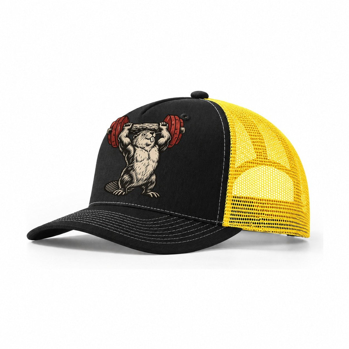 Beaver Log Press Animal Lifters Trucker Hat – Black Yellow