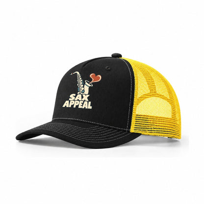 Sax Appeal Familiar Punchlines Trucker Hat – Black Yellow