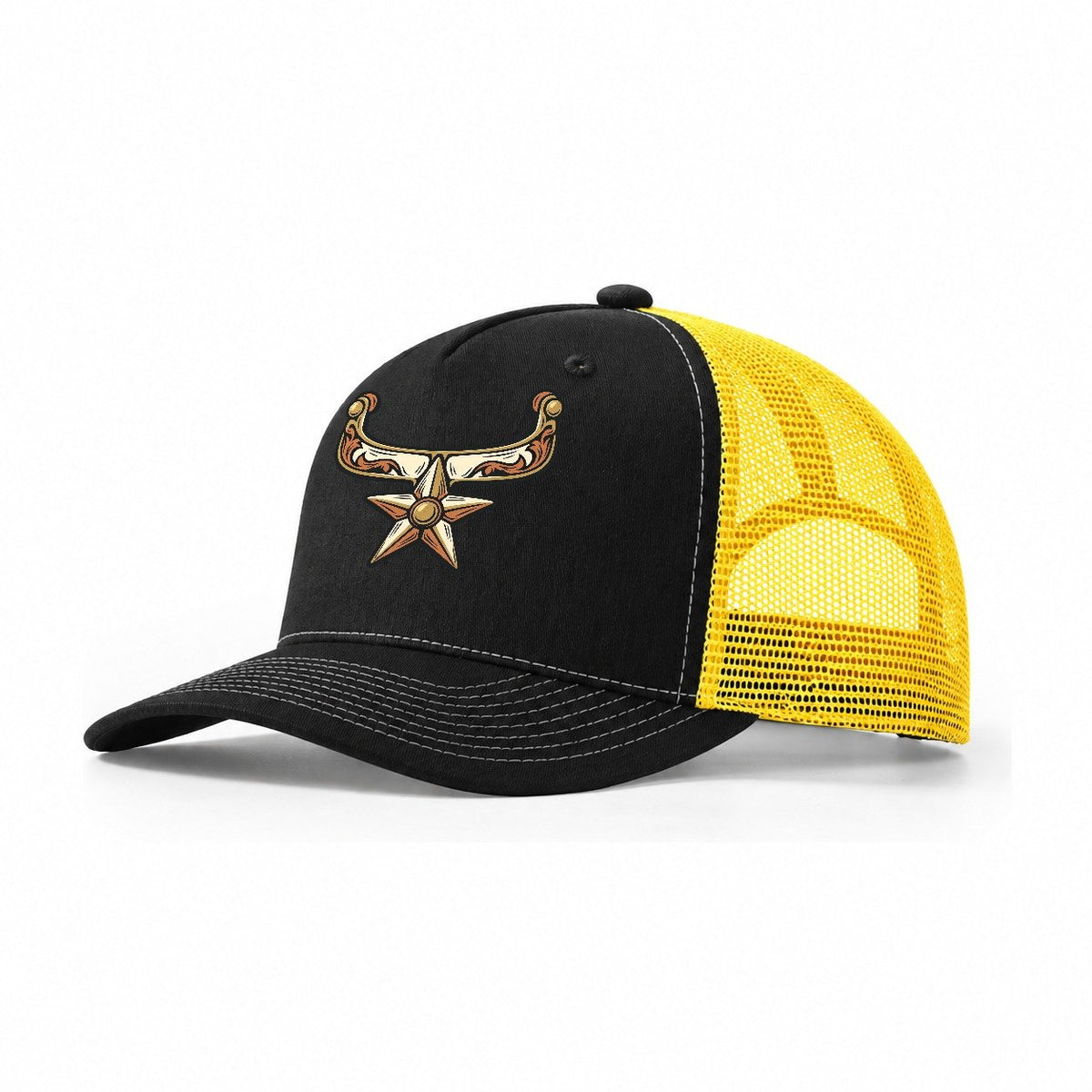 Meteor Spur Sundown Familiars Trucker Hat – Black Yellow