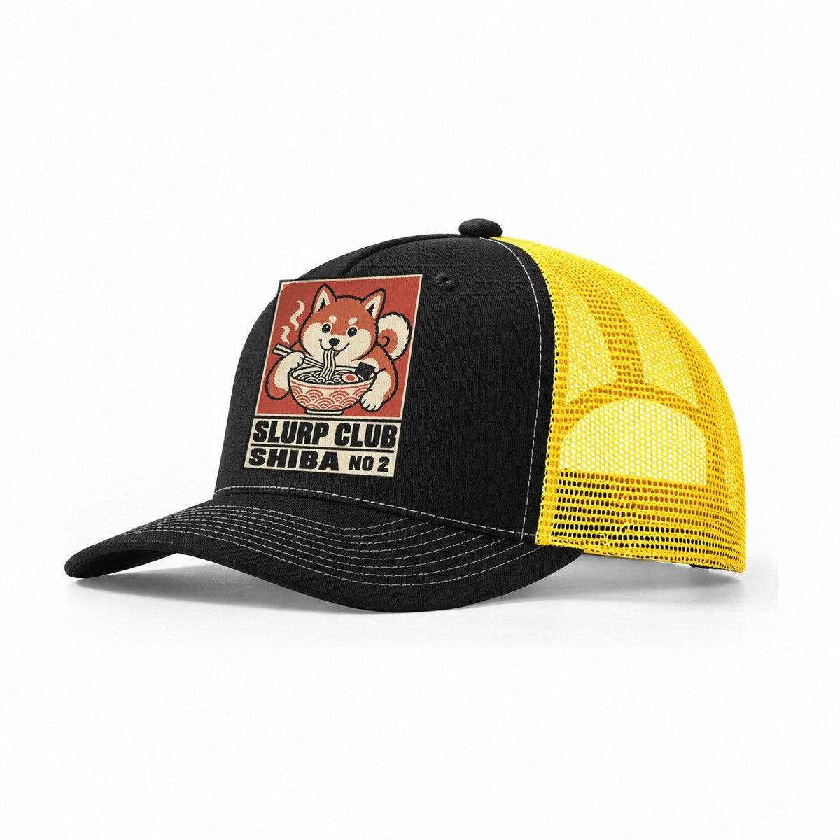 Shiba Miso Slurp Club Trucker Hat – Black Yellow