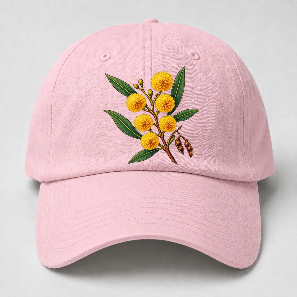 Golden Wattle Flowering Sprig Australia Cultural Icons Baseball Cap – Pink