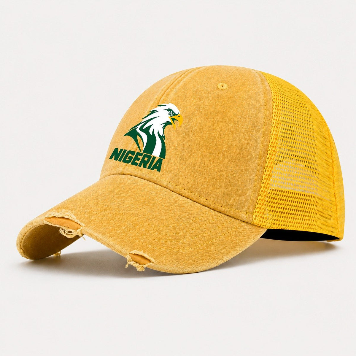 Nigeria Retro Badge Washed Trucker Hat – Yellow