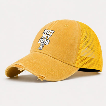 Not My Dog Washed Trucker Hat – Yellow