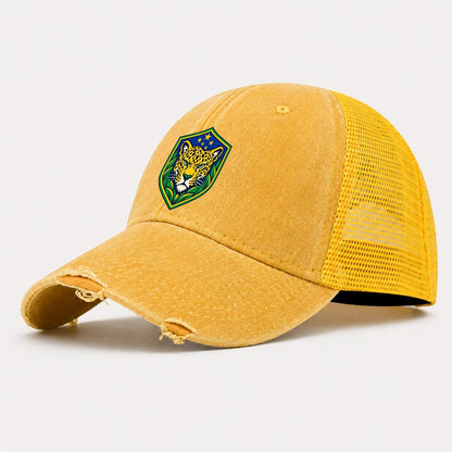 Brazil Minimal Emblem Country Logos Washed Trucker Hat – Yellow