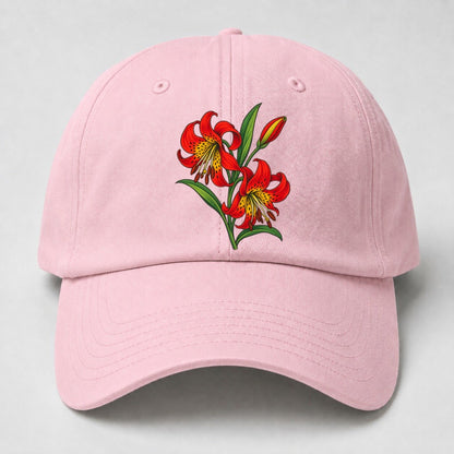 Saskatchewan Western Red Lily Canada Cultural Icons Baseball Cap – Pink
