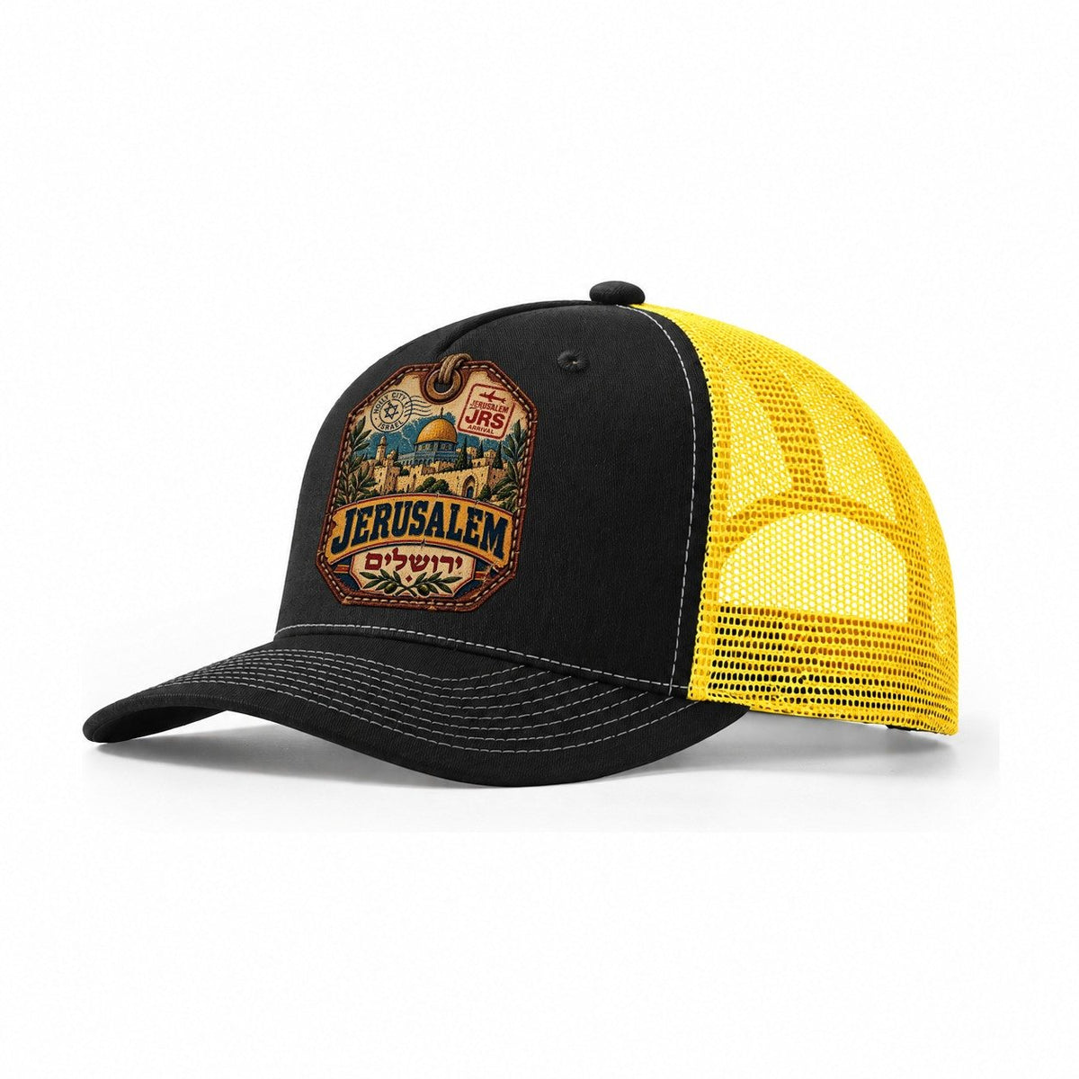Jerusalem Luggage Label Jerusalem Trucker Hat – Black Yellow