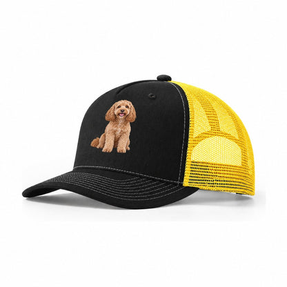 Cockapoo Sitting Top Breeds Trucker Hat – Black Yellow