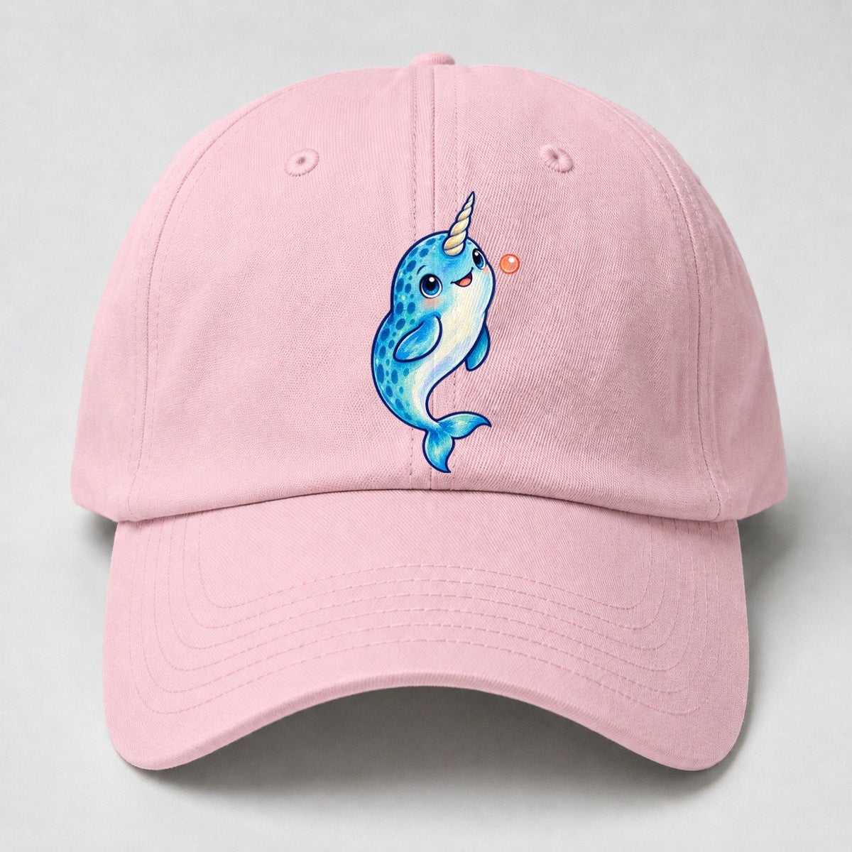 Narwhal Upward Swim Sea Sprite Baseball Cap – Pink