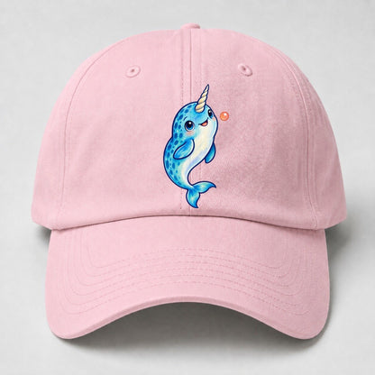 Narwhal Upward Swim Sea Sprite Baseball Cap – Pink
