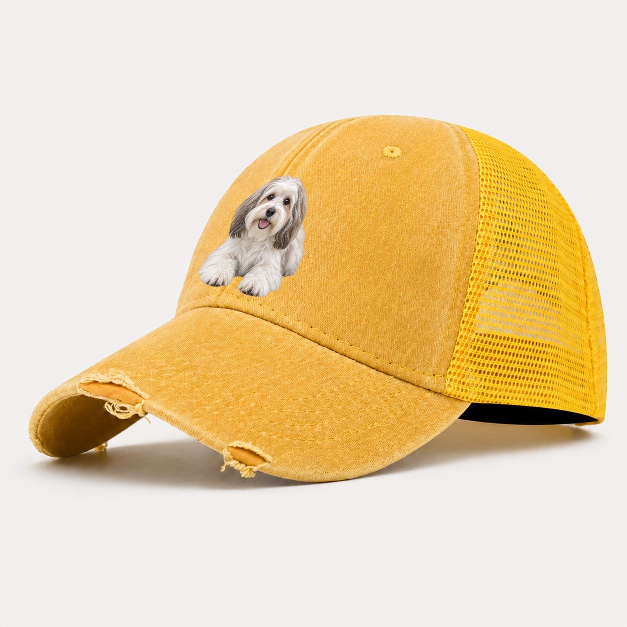 Havanese Lying Down Top Breeds Washed Trucker Hat – Yellow