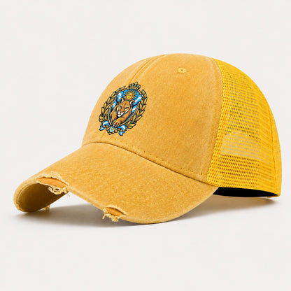 Argentina Heraldic Crest Country Logos Washed Trucker Hat – Yellow