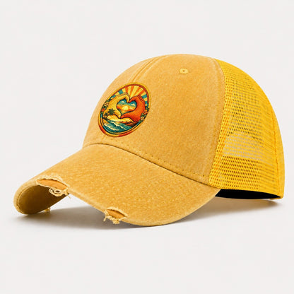 Golden Peace Washed Trucker Hat – Yellow