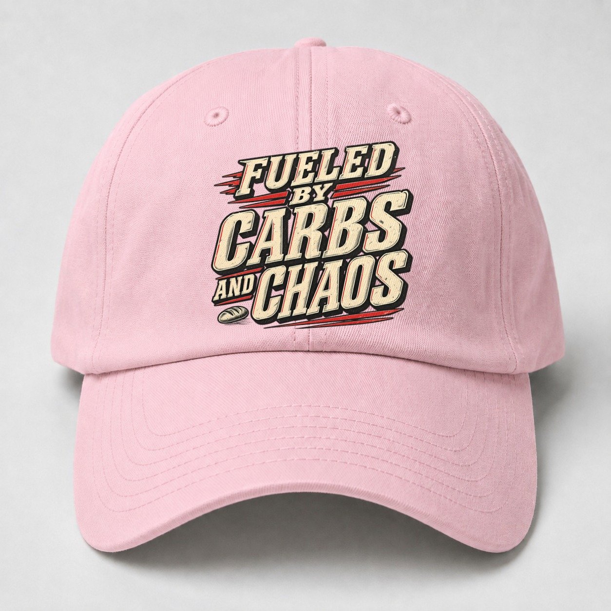 Fueled By Carbs And Chaos American Wit Baseball Cap – Pink