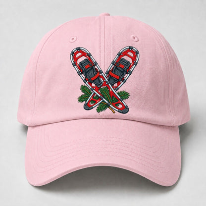 Modern Aluminum Snowshoes And Balsam Bough Canada Cultural Icons Baseball Cap – Pink