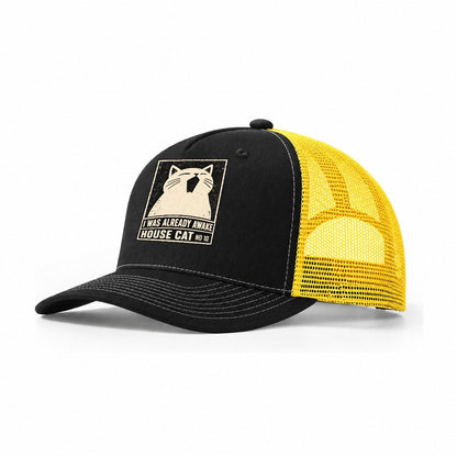 I Was Already Awake Neko Says No Trucker Hat – Black Yellow