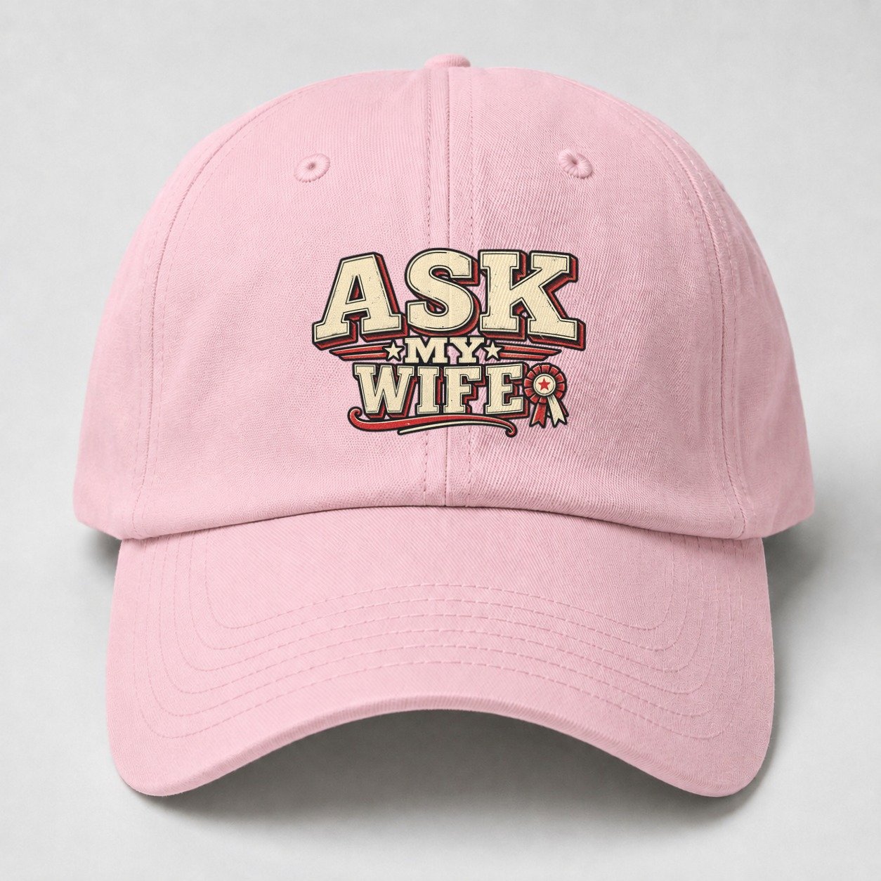 Ask My Wife American Wit Baseball Cap – Pink