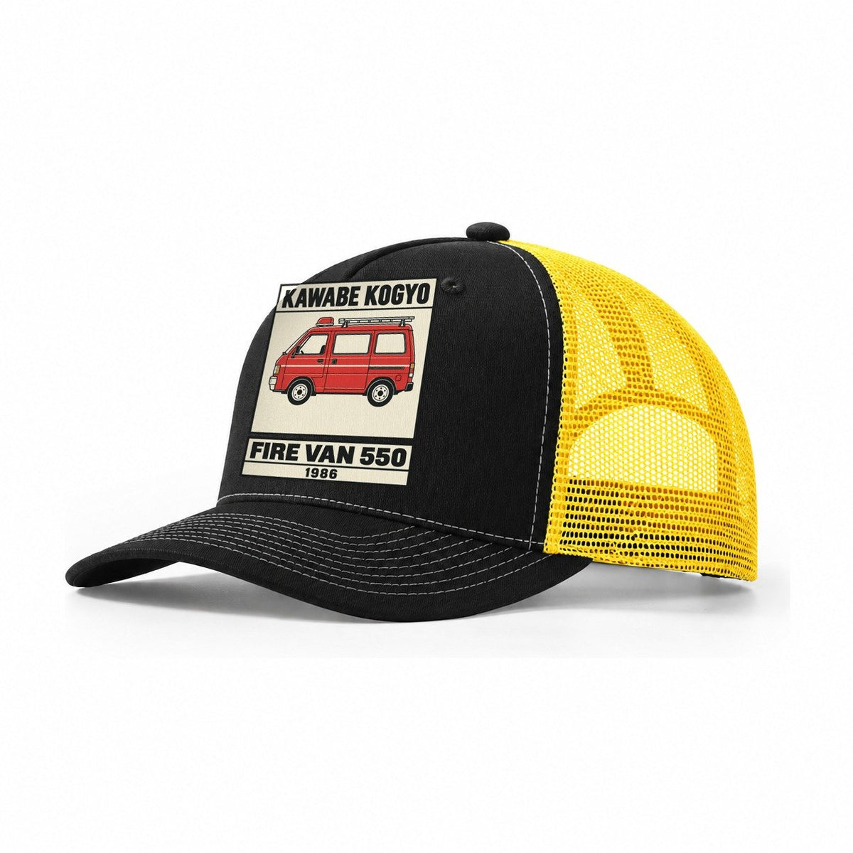 Kappa Fire Van Showa Speed Plates Trucker Hat – Black Yellow