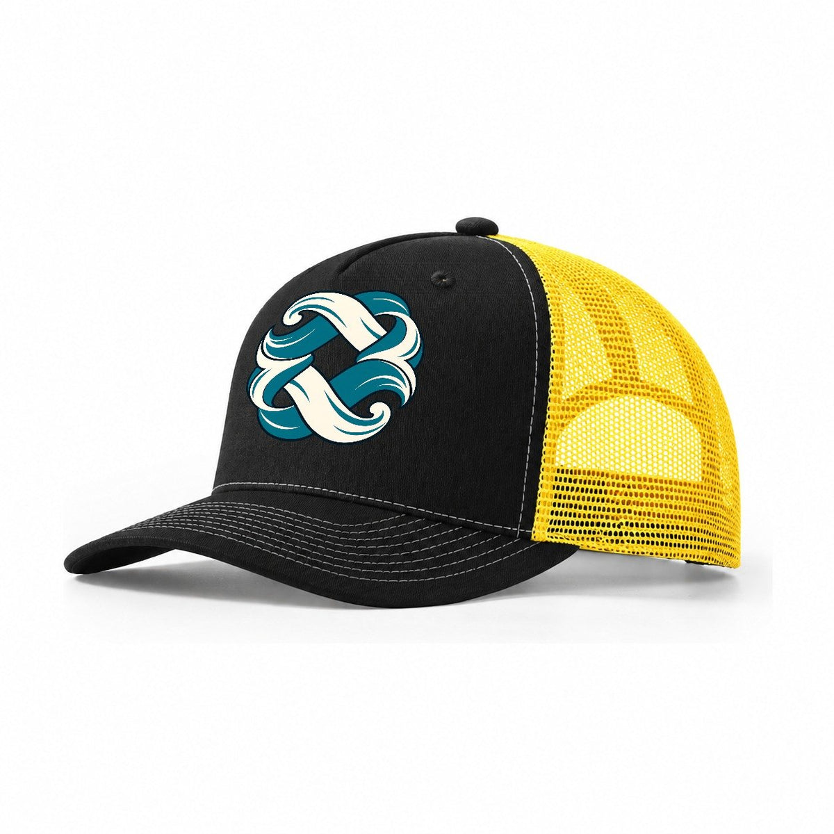 Tidebound Knot Quiet Wards Heritage Trucker Hat – Black Yellow
