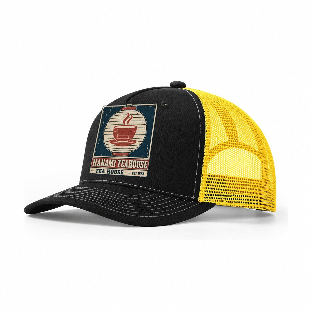 Hanami Tea House Noren Trade Co Trucker Hat – Black Yellow