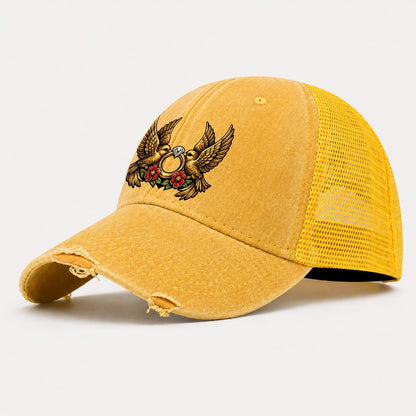 Claddagh Symbol Washed Trucker Hat – Yellow