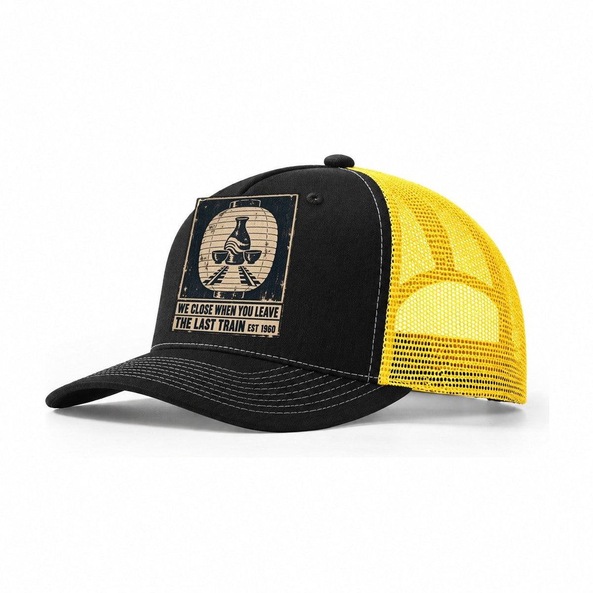 Last Train Bar Izakaya Rules Trucker Hat – Black Yellow