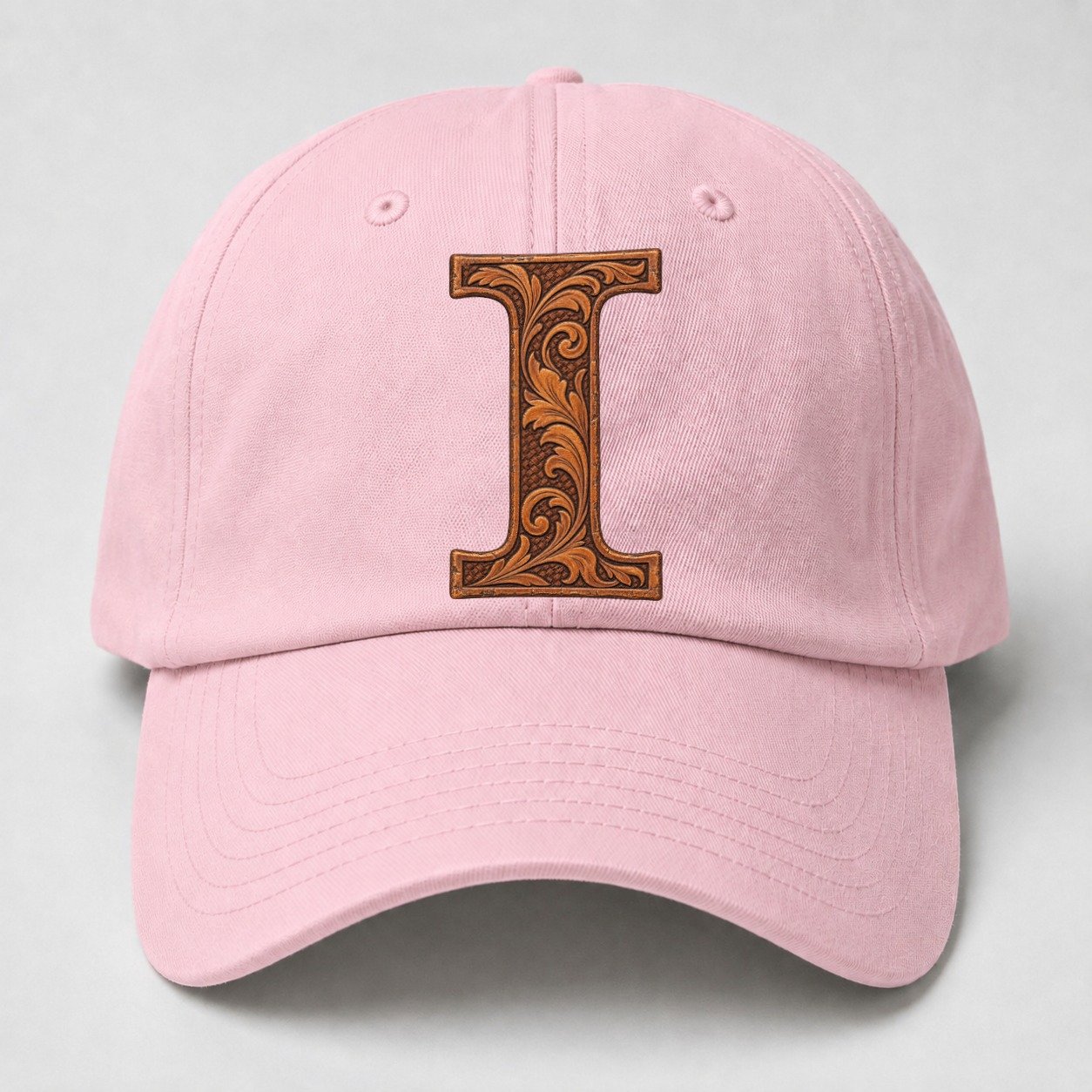 Tooled Leather I Monogram Baseball Cap – Pink
