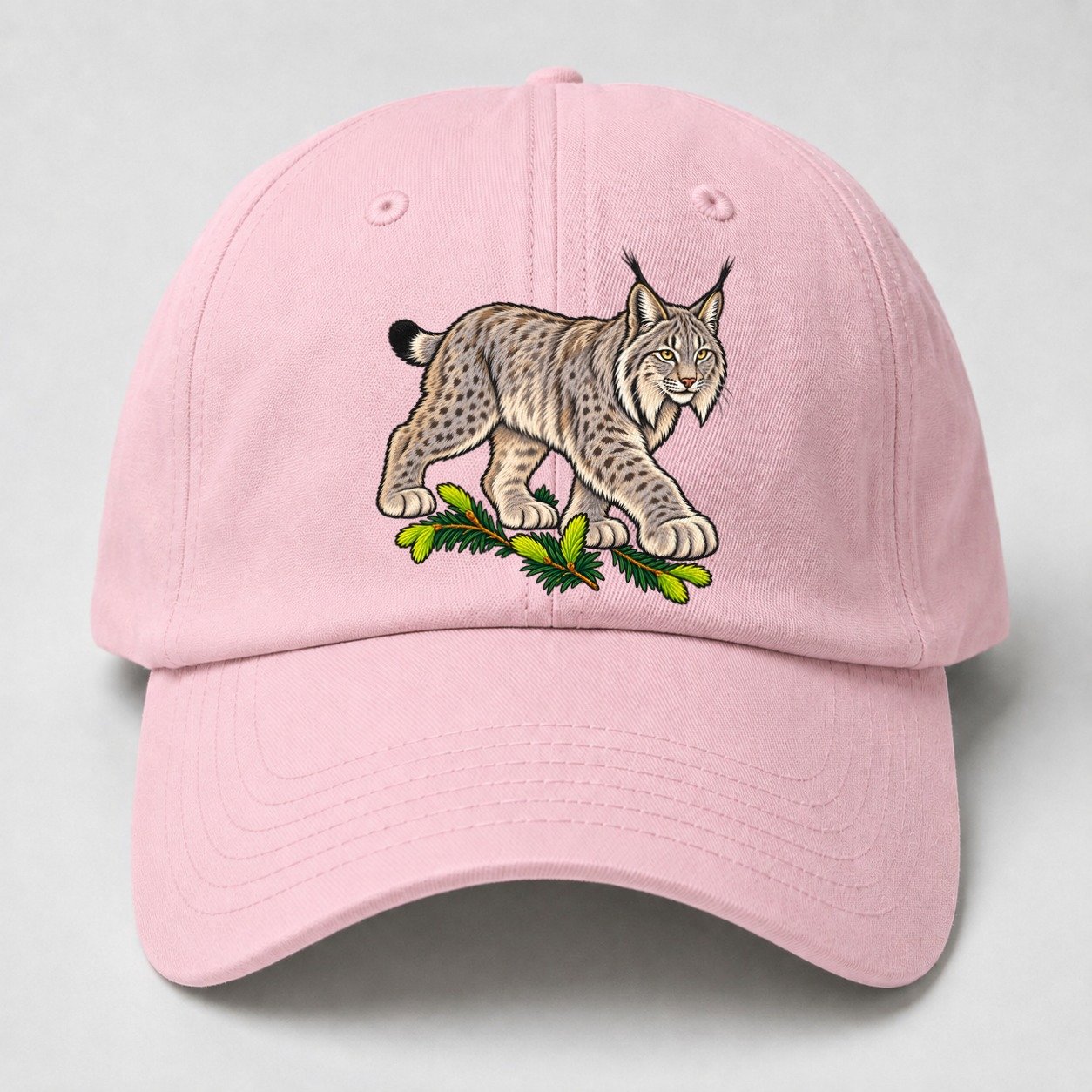 Canada Lynx And Spruce Tips Canada Cultural Icons Baseball Cap – Pink