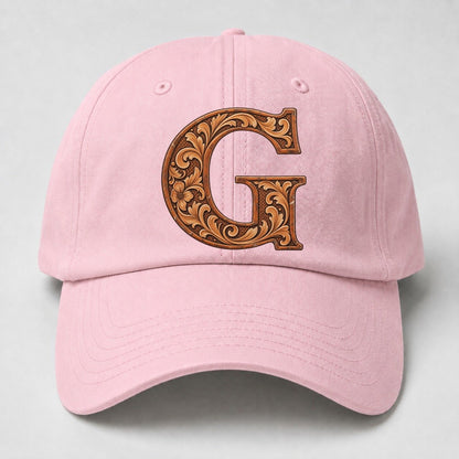 Tooled Leather G Monogram Baseball Cap – Pink
