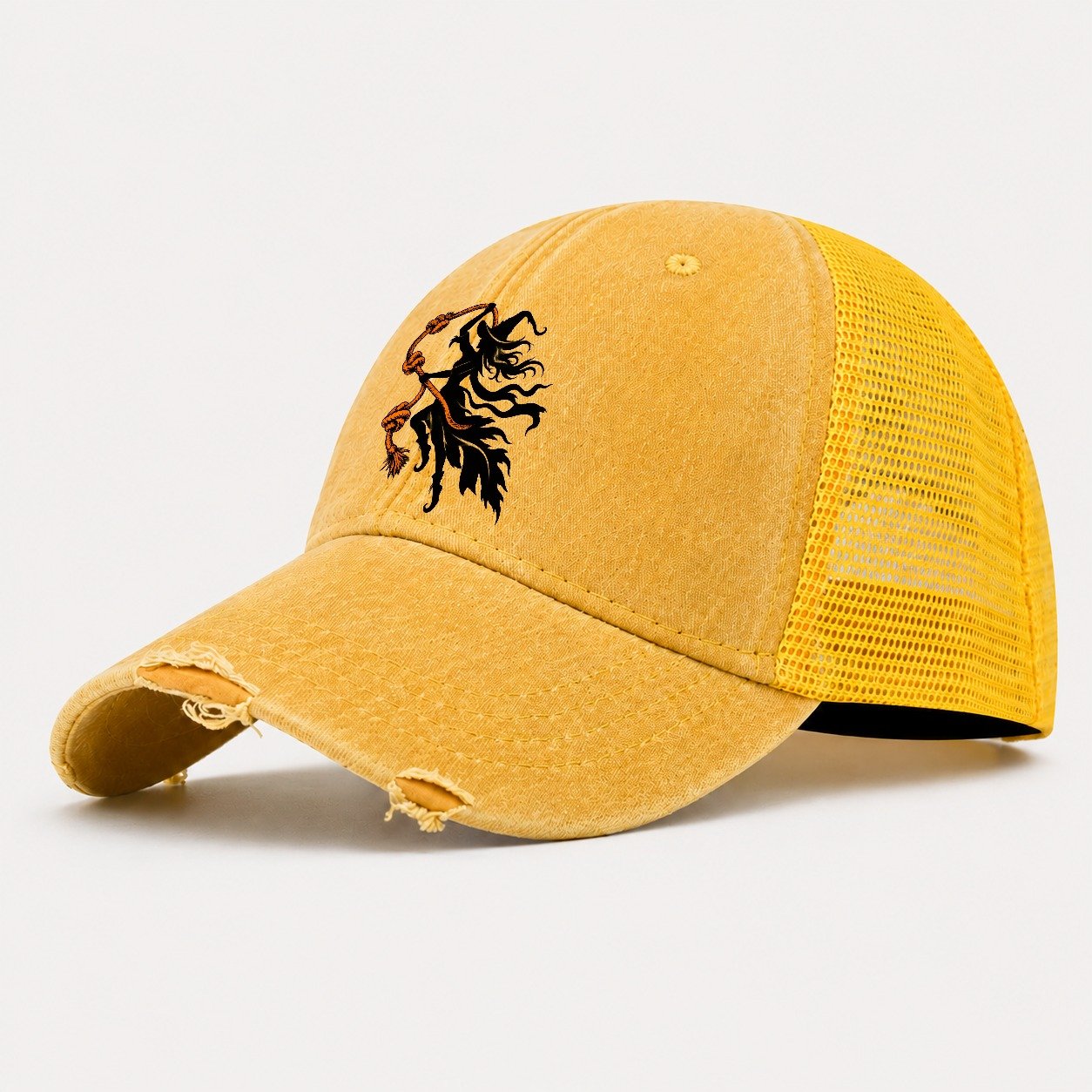 Sea Witch Wind Knots Witch Magic Washed Trucker Hat – Yellow