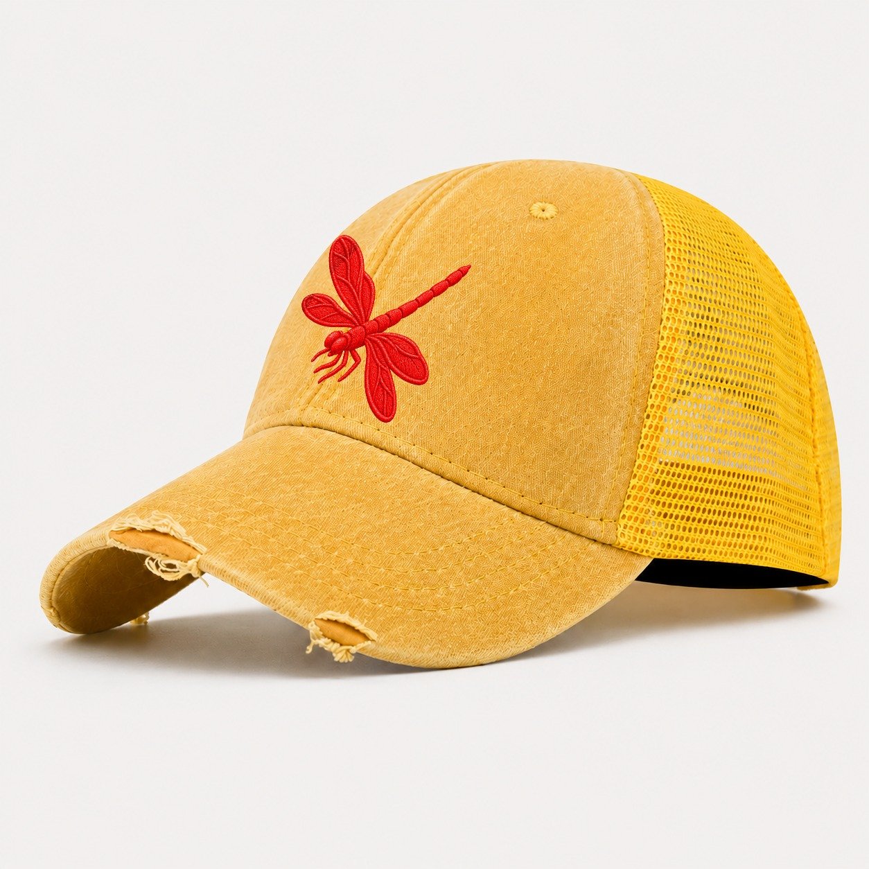 Dragonfly Banking Turn Micro Motion Mark Washed Trucker Hat – Yellow