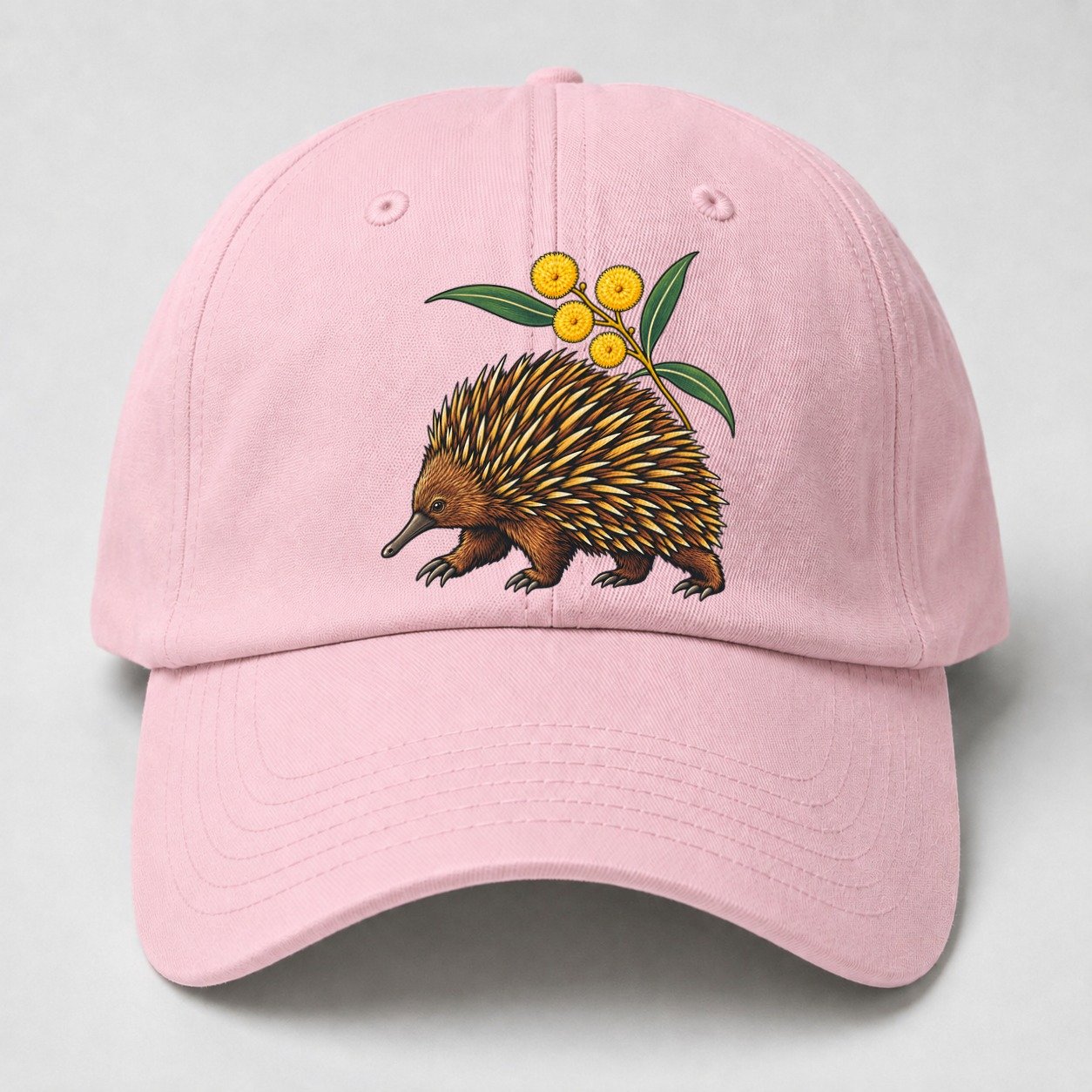 Short Beaked Echidna And Golden Wattle Australia Cultural Icons Baseball Cap – Pink