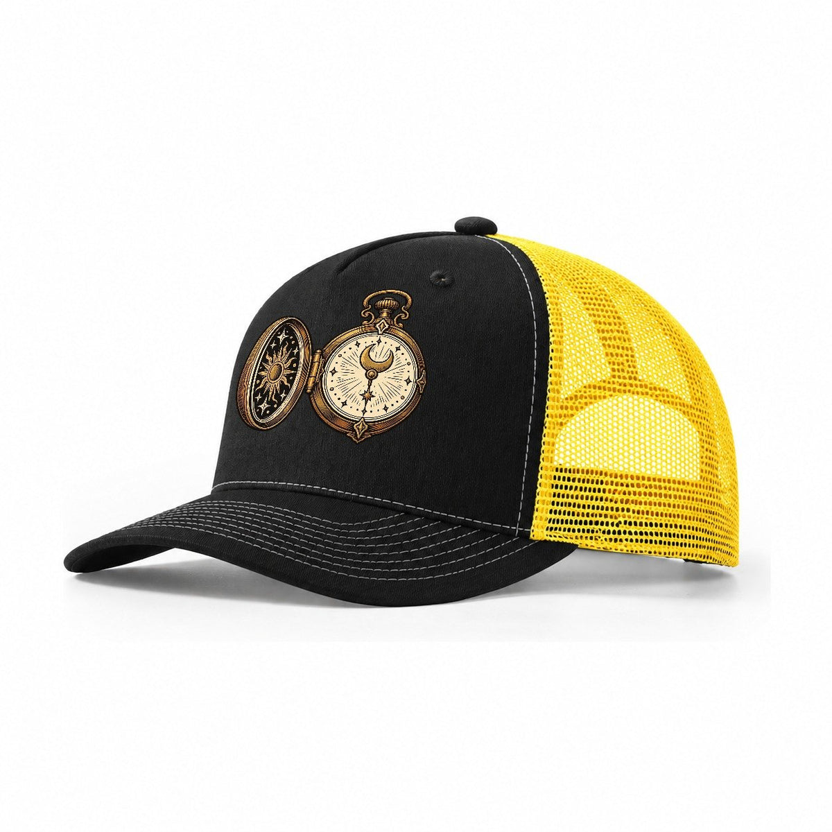 Night Watch Pocketwatch Sundown Familiars Trucker Hat – Black Yellow