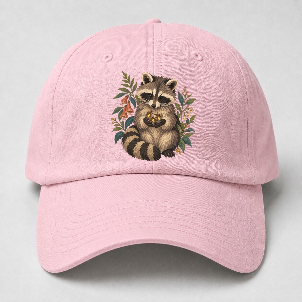 Raccoon Firefly Bowl Gentle Wild Baseball Cap – Pink