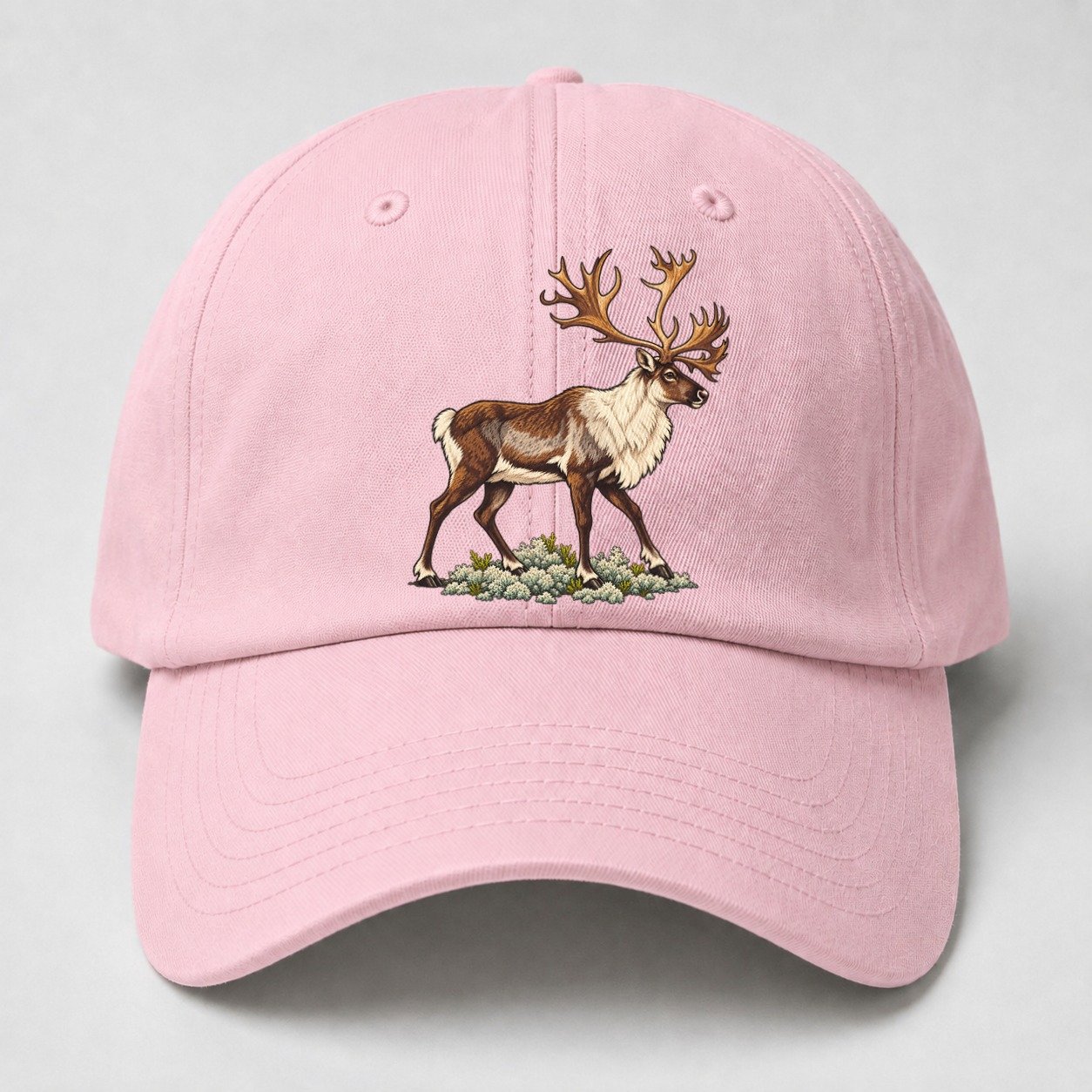 Woodland Caribou And Reindeer Lichen Canada Cultural Icons Baseball Cap – Pink