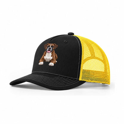 Brindle Boxer Trucker Hat – Black Yellow