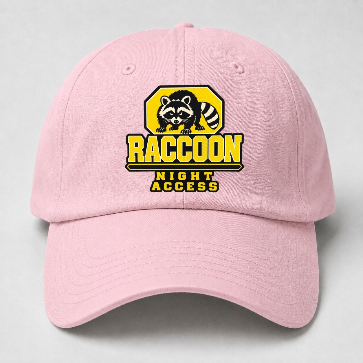 Raccoon Night Access Heavy Duty Baseball Cap – Pink