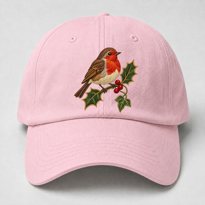 British Robin Holly And Ivy Uk Culture Heritage Baseball Cap – Pink