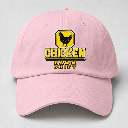 Chicken Dawn Shift Heavy Duty Baseball Cap – Pink