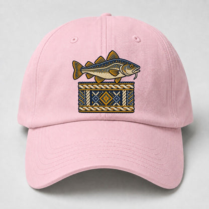 Fisherman S Gansey Knit And Cod Uk Culture Heritage Baseball Cap – Pink