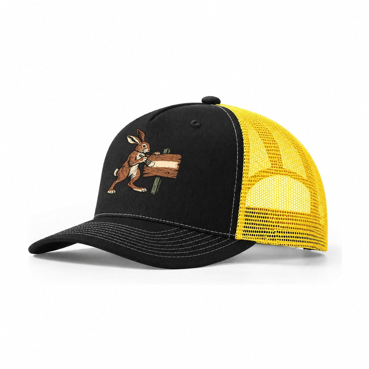 Hare Sign Painter Sundown Familiars Trucker Hat – Black Yellow