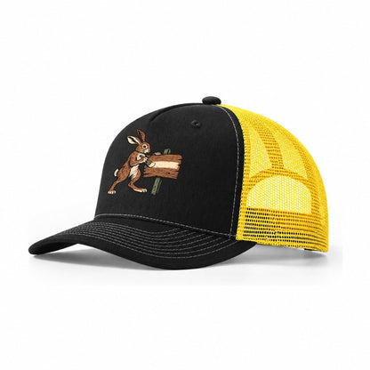 Hare Sign Painter Sundown Familiars Trucker Hat – Black Yellow