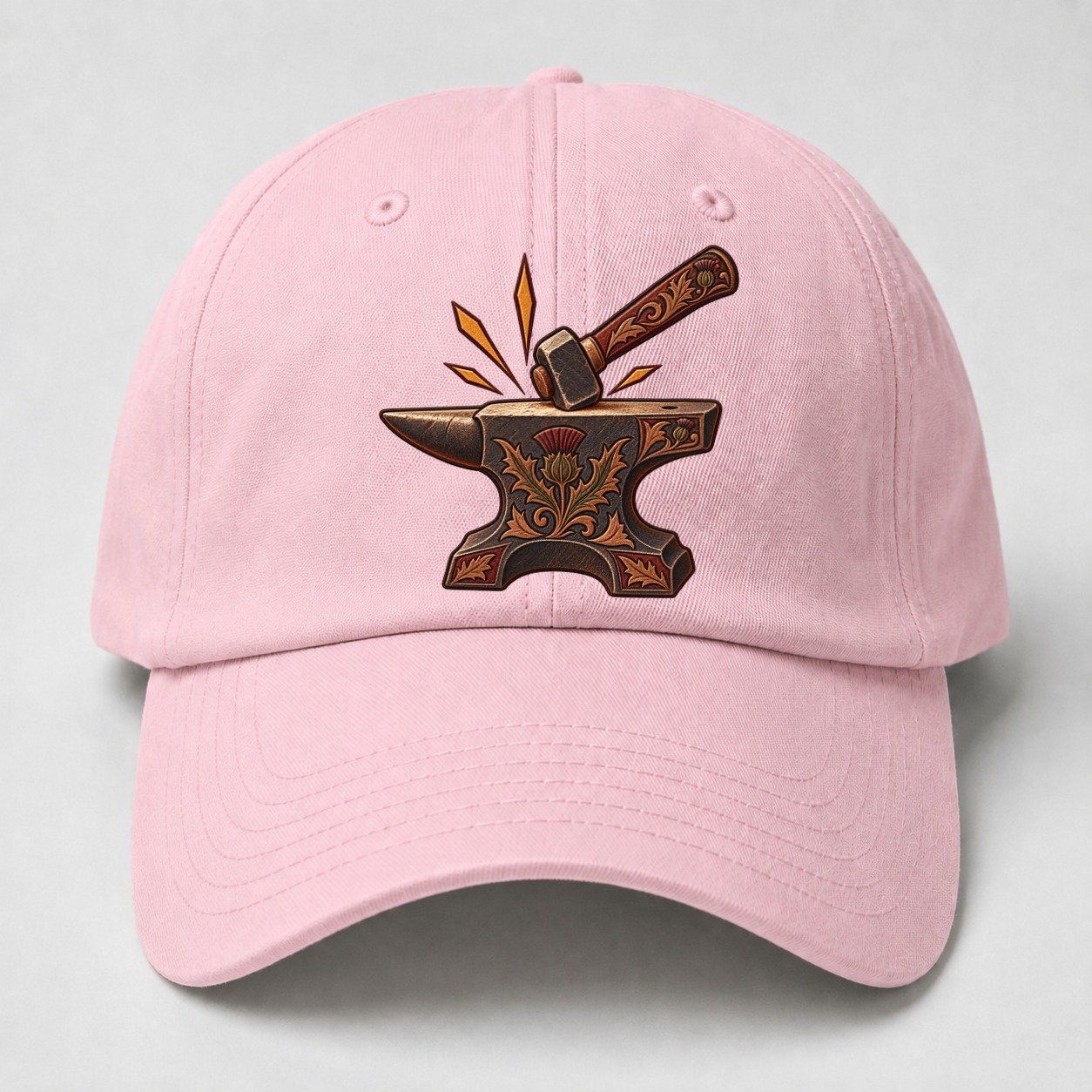 Village Blacksmith Anvil And Hammer Uk Culture Heritage Baseball Cap – Pink