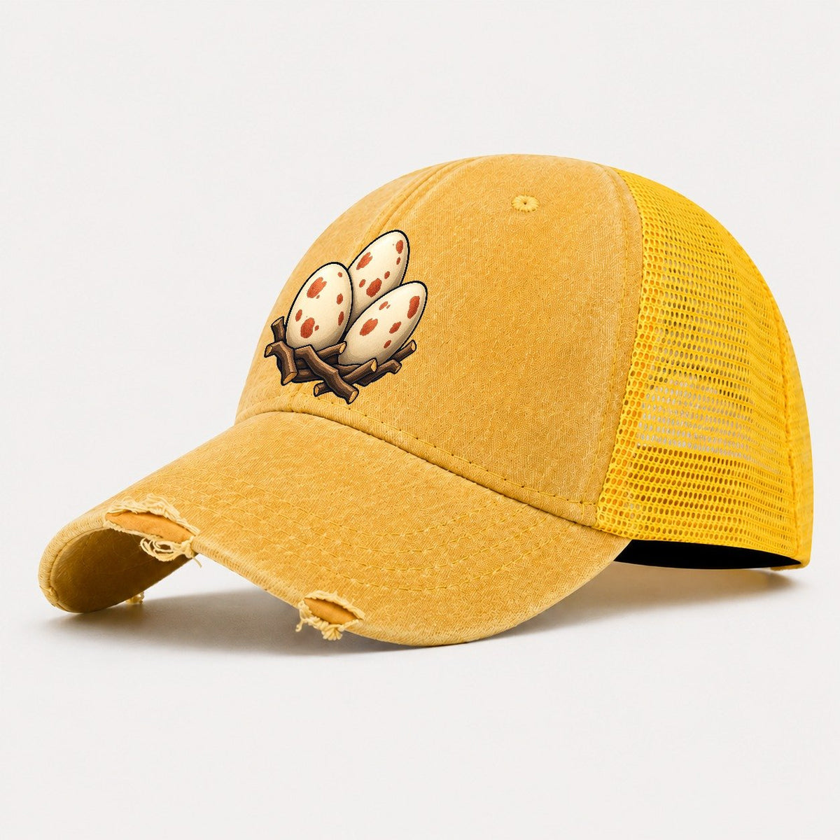 Nest Of Three Eggs Birdwatching Washed Trucker Hat – Yellow