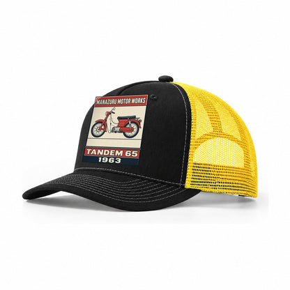 Manazuru Tandem 65 Showa Speed Plates Trucker Hat – Black Yellow