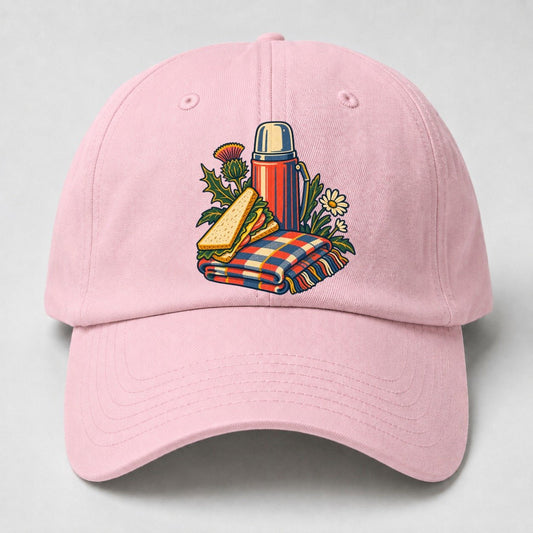 Picnic Flask Sandwich And Checked Blanket Uk Culture Heritage Baseball Cap – Pink