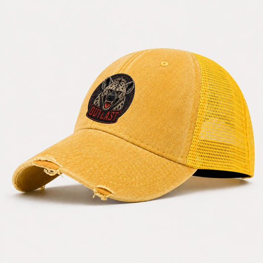 Hyena Outlast Badge Washed Trucker Hat – Yellow