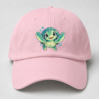 Sea Turtle Front Paddle Sea Sprite Baseball Cap – Pink
